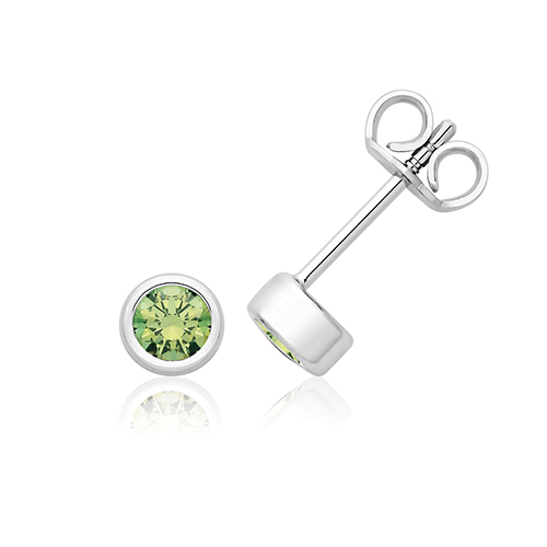 August Birthstone CZ Peridot Stud