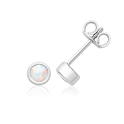 October Birthstone CZ Opal Stud