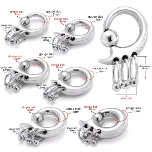 Tri Pierced Hanging BCR 316L Surgical Steel Gauge Ear Plug- Silver - Image 2