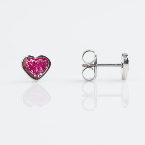 Heart Glitter Stud Earring