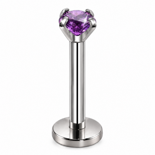 Purple CZ Labret Flatback