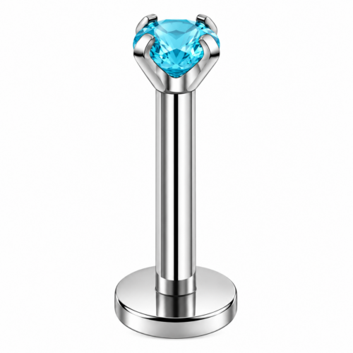 Aqua CZ Labret Flatback