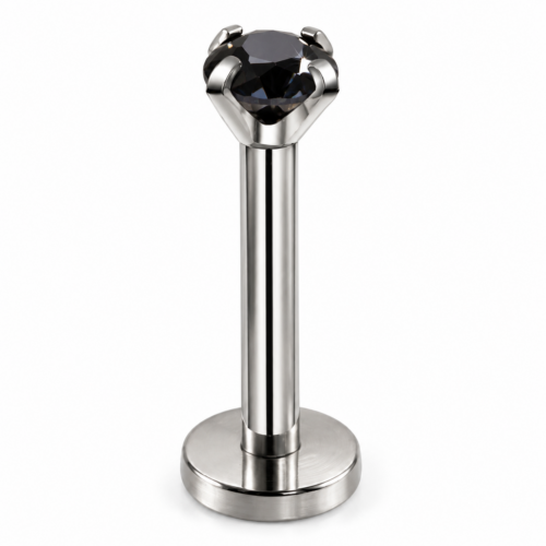 Black CZ Labret Flatback