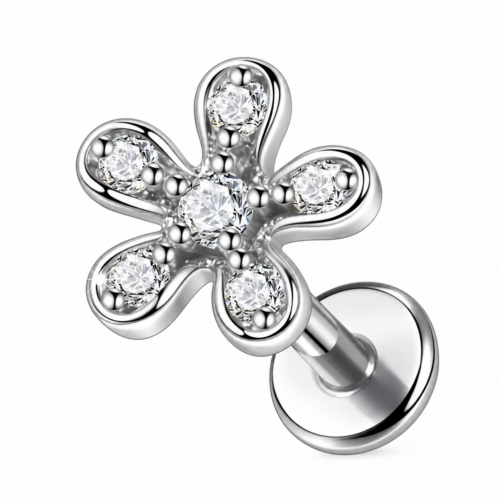 Flower CZ Labret Flatback