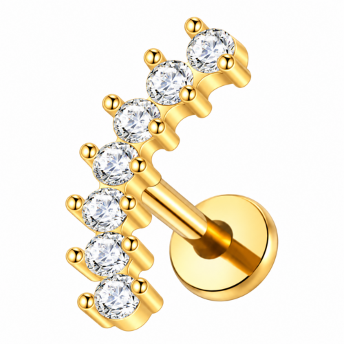 Curved CZ Labret Flatback