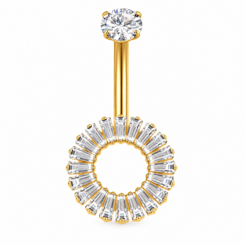 bezel CZ belly bar