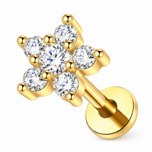 Floral CZ Labret Flatback