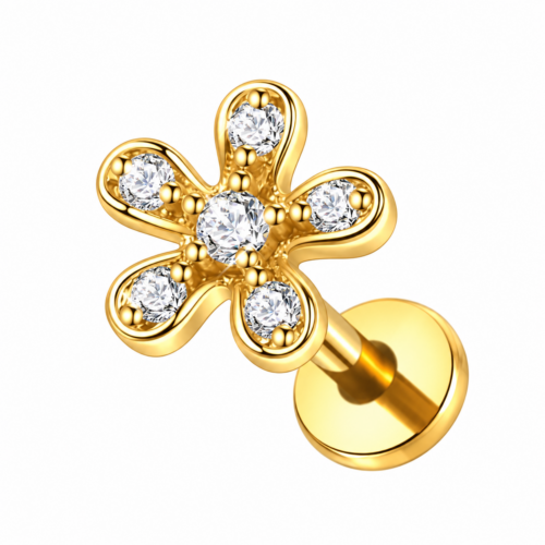 Flower CZ Labret Flatback