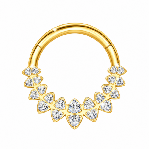 Gold CZ Clicker Hoop Ring