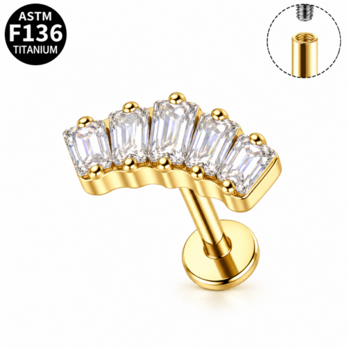 CZ Crown Shaped Labret Flatback
