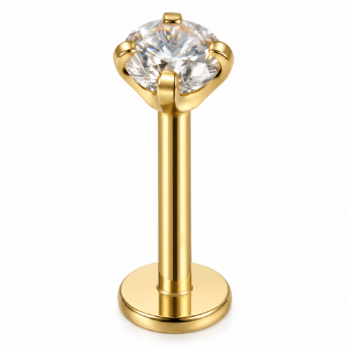 Gold Plated Clear CZ Labret