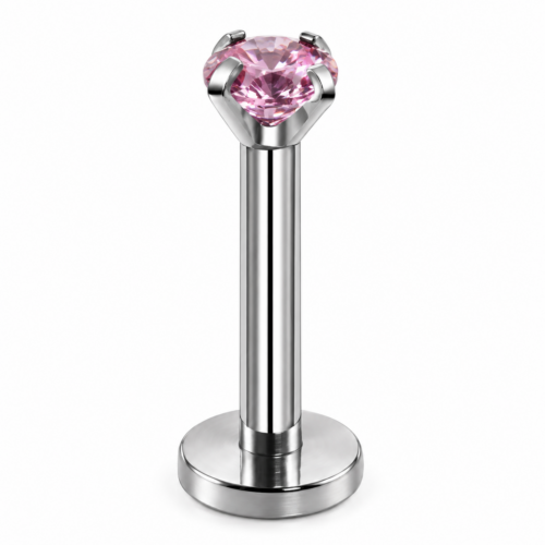 Pink CZ Labret Flatback