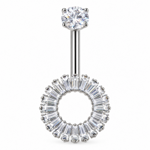 bezel CZ belly bar
