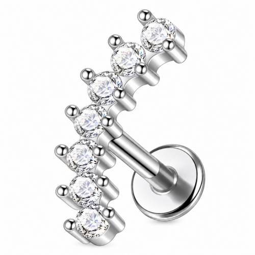 Curved CZ Labret Flatback