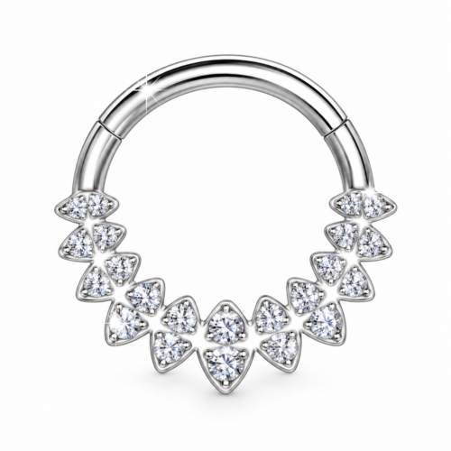 Silver CZ Clicker Hoop Ring