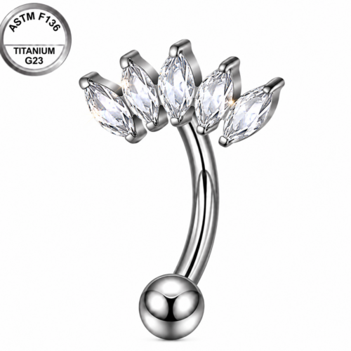 Marquise Leaf Belly Bar
